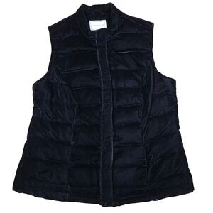 Charter Club Black Velvet Puffer Vest Womens Petite Small PL‎ Sleeveless